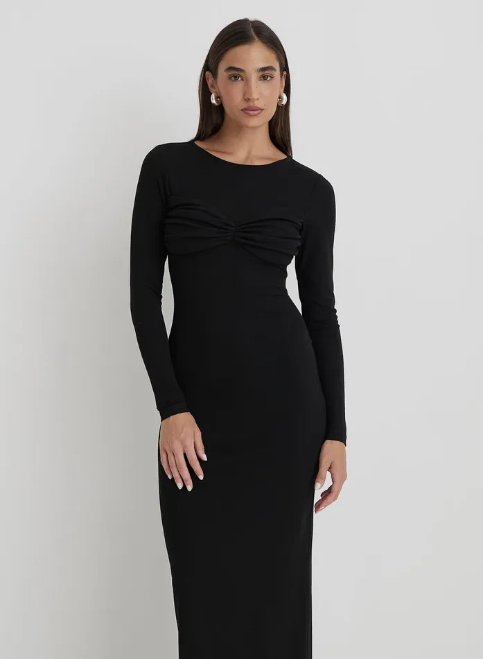 Women Black Bust Detail Maxi Dress Zofia 4th and Reckless Dresses