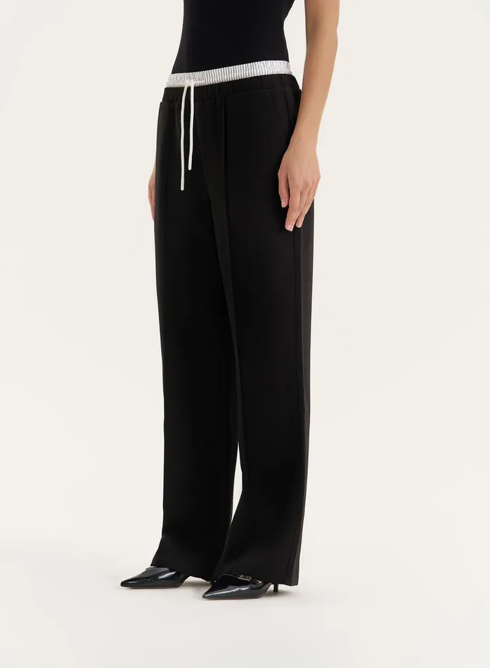 Women Black Contrast Waistband Straight Leg Trouser Bianca 4th and Reckless Pants