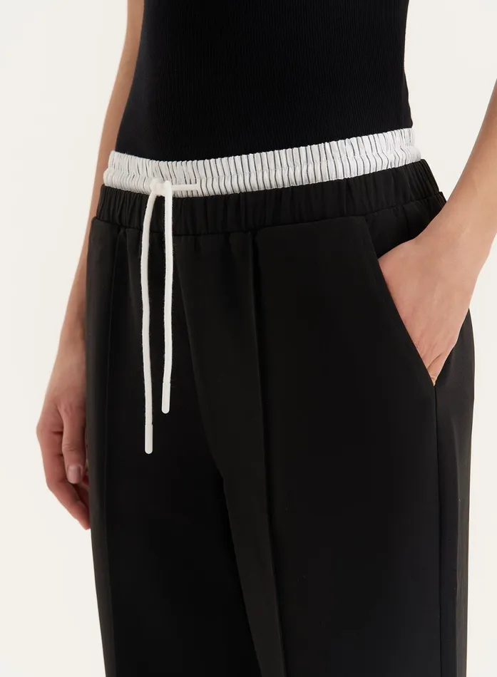 Women Black Contrast Waistband Straight Leg Trouser Bianca 4th and Reckless Pants