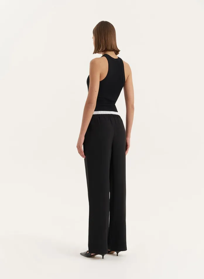 Women Black Contrast Waistband Straight Leg Trouser Bianca 4th and Reckless Pants