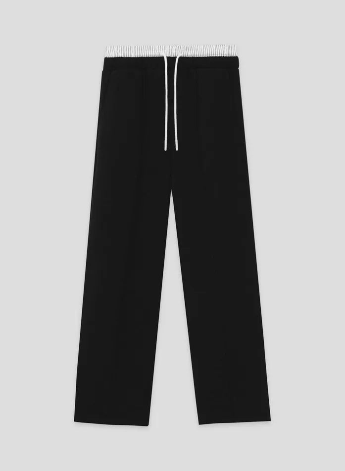 Women Black Contrast Waistband Straight Leg Trouser Bianca 4th and Reckless Pants