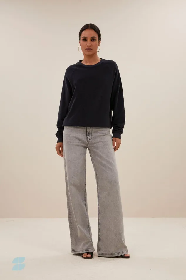 Women Bonne Slub Sweater Jet Black Bybar Pullovers