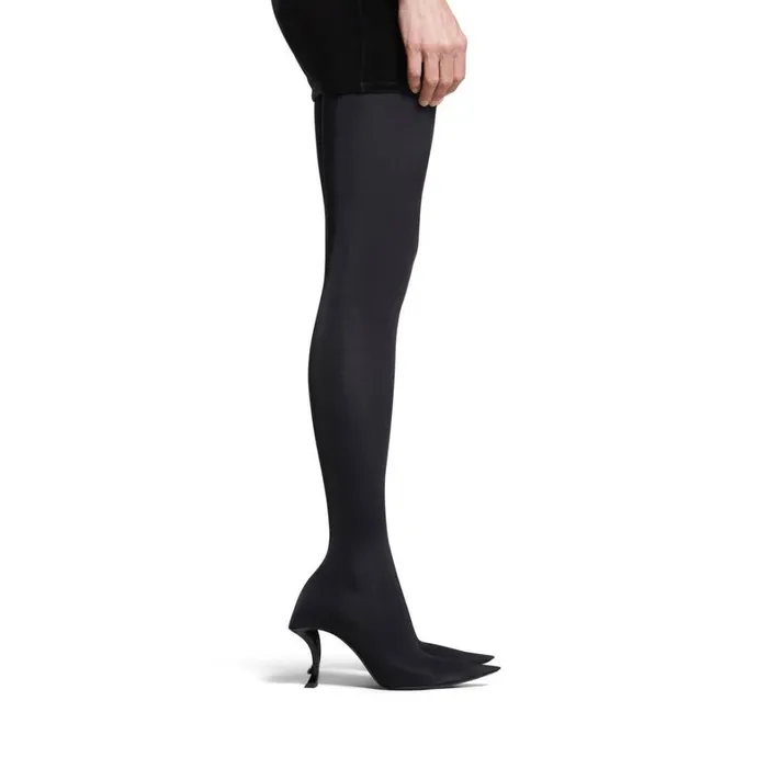Women Boots and Ankle Boots Balenciaga Hourglass 100mm Overtheknee Boot In Black