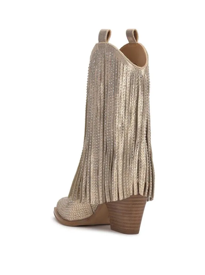 Women Boots and Booties Jessica Simpson Paredisa Fringe Bootie In Champagne