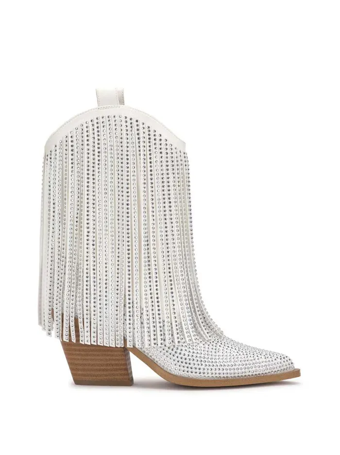 Women Boots and Booties Jessica Simpson Paredisa Fringe Bootie In White