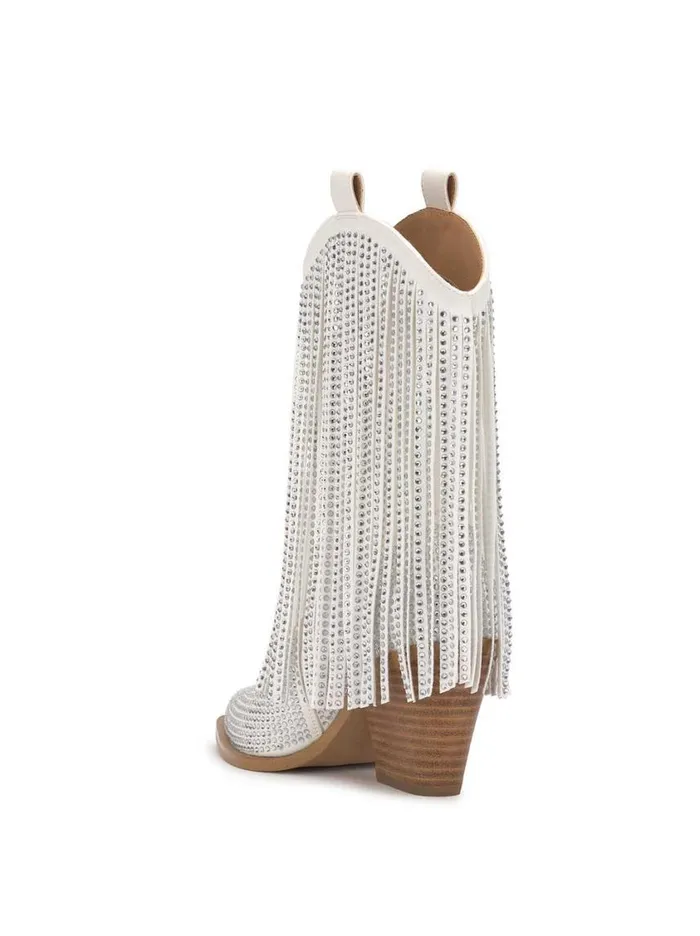 Women Boots and Booties Jessica Simpson Paredisa Fringe Bootie In White