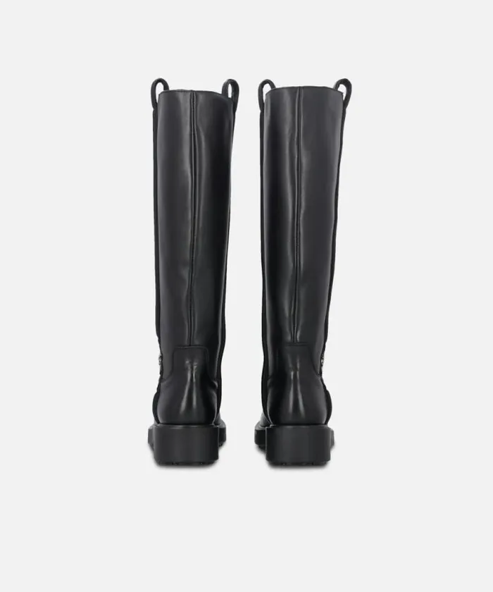 Women Boots Pinko High Leather Boots With Logo Detail Limo Black Women Boots Pinko High Leather Boots With Logo Detail Limo Black