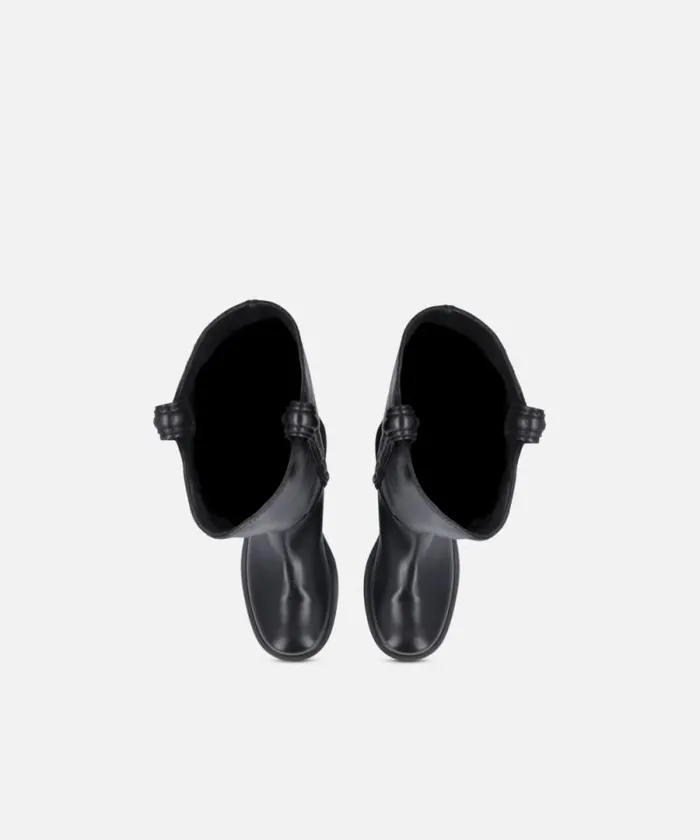 Women Boots Pinko High Leather Boots With Logo Detail Limo Black Women Boots Pinko High Leather Boots With Logo Detail Limo Black