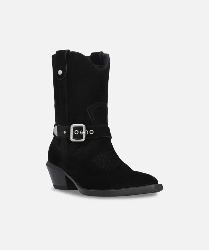 Women Boots Pinko Texanstyle Suede Ankle Boots With Heel Limo Black Women Boots Pinko Texanstyle Suede Ankle Boots With Heel Limo Black