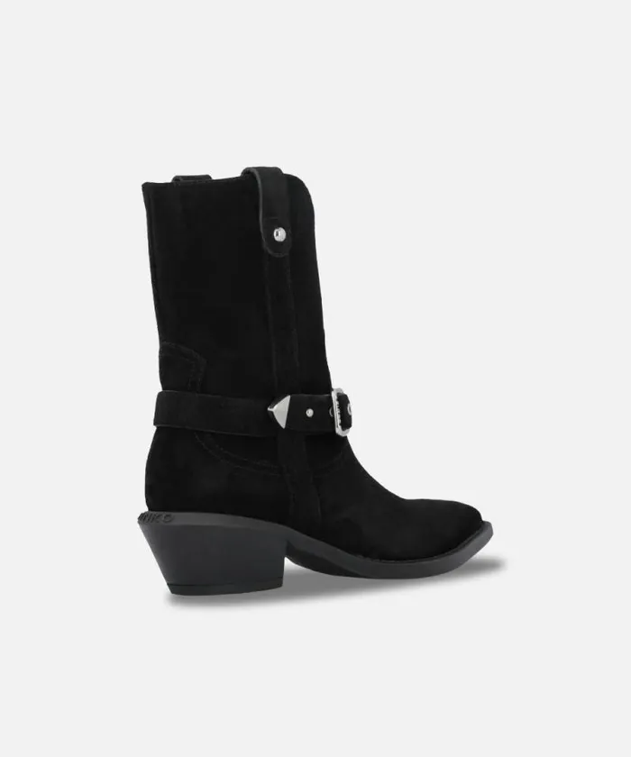 Women Boots Pinko Texanstyle Suede Ankle Boots With Heel Limo Black Women Boots Pinko Texanstyle Suede Ankle Boots With Heel Limo Black