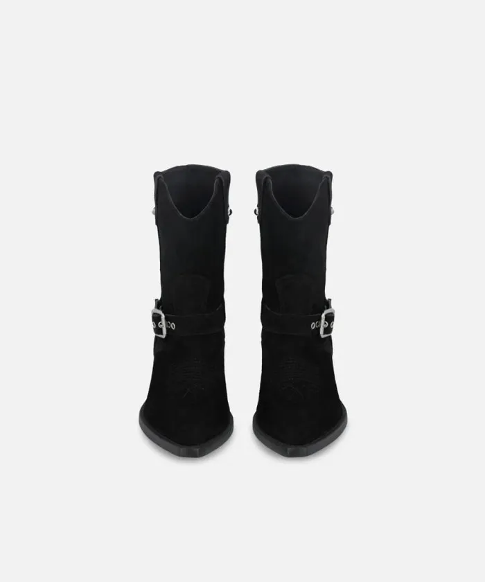 Women Boots Pinko Texanstyle Suede Ankle Boots With Heel Limo Black Women Boots Pinko Texanstyle Suede Ankle Boots With Heel Limo Black
