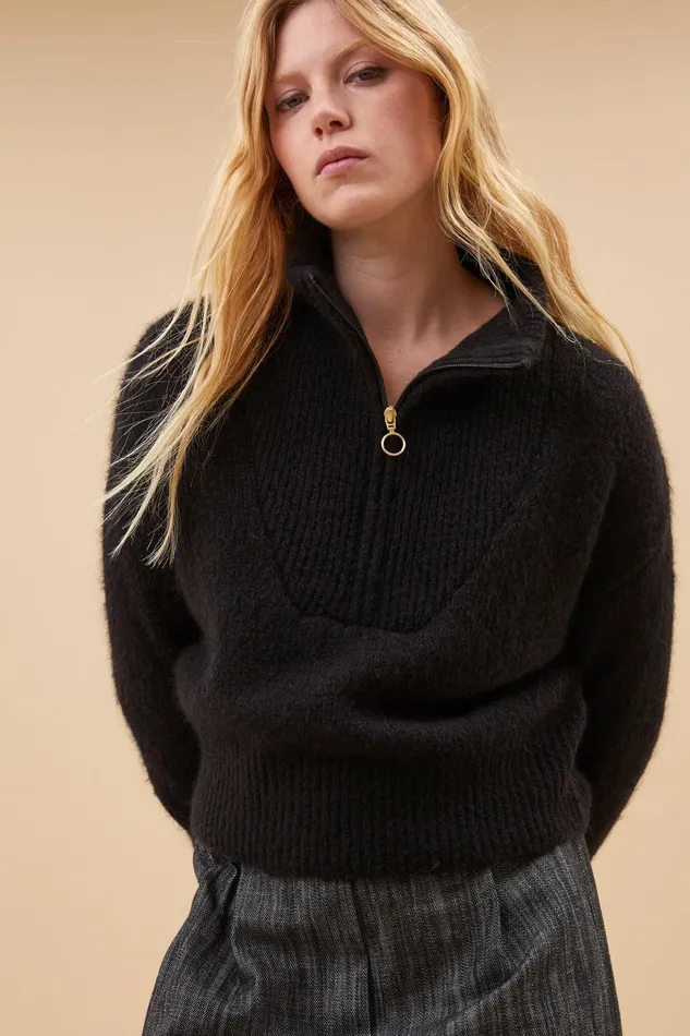 Women Boxy Beau Pullover Black Bybar Pullovers