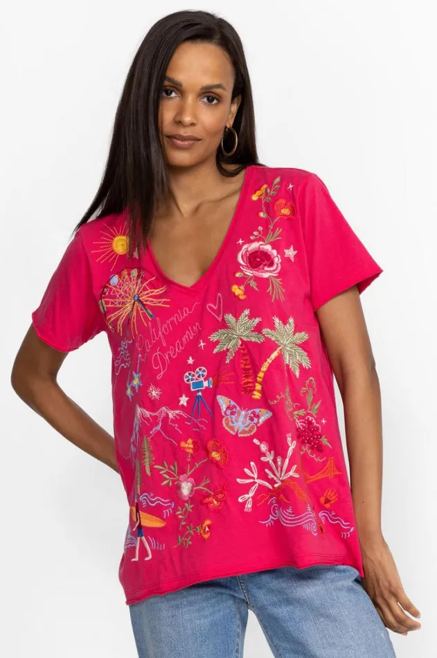 Women California Everyday Tee Raspberry Johnny Was Tops