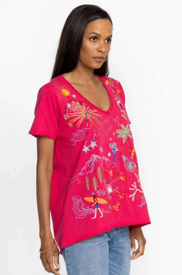 Women California Everyday Tee Raspberry Johnny Was Tops Women California Everyday Tee Raspberry Johnny Was Tops
