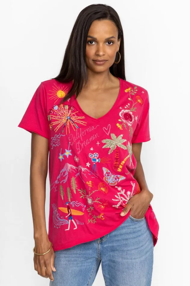 Women California Everyday Tee Raspberry Johnny Was Tops Women California Everyday Tee Raspberry Johnny Was Tops