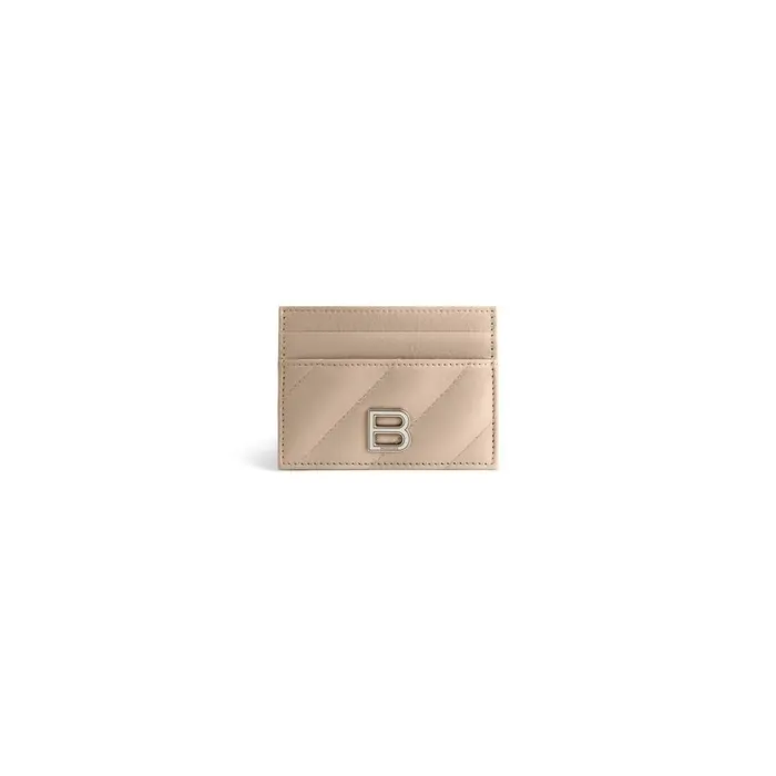 Women Card Holders Balenciaga Crush Card Holder Quilted In Beige