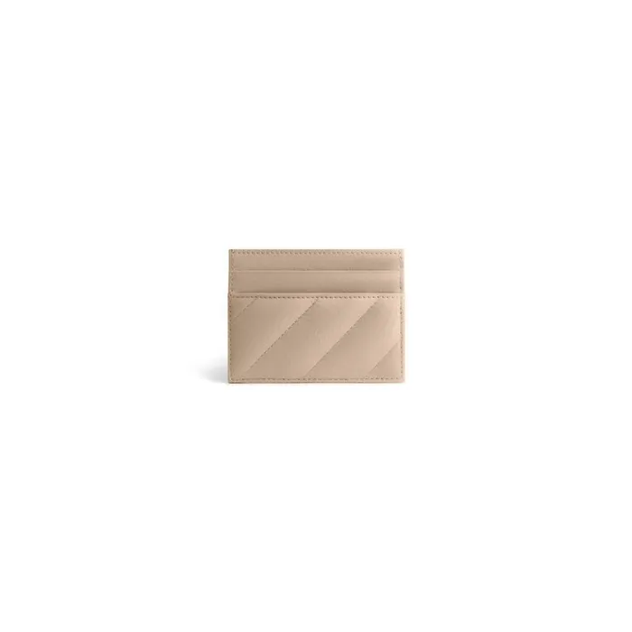 Women Card Holders Balenciaga Crush Card Holder Quilted In Beige