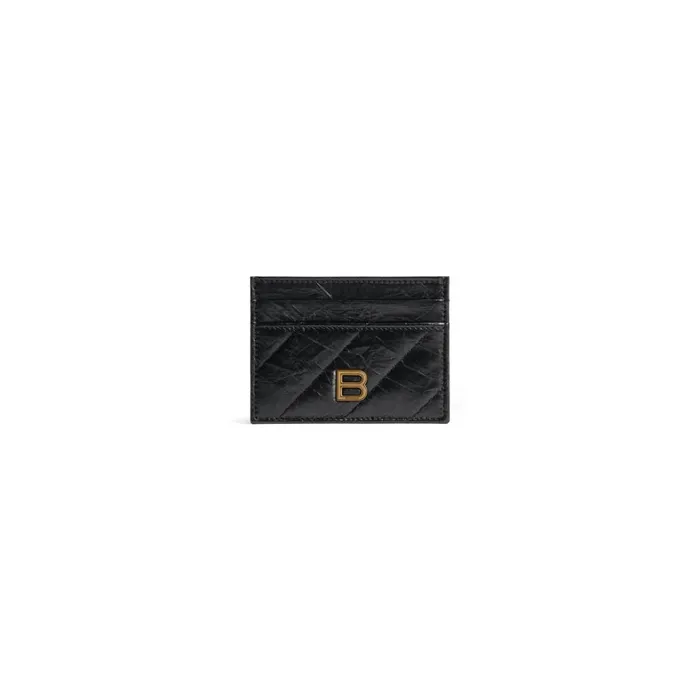 Women Card Holders Balenciaga Crush Card Holder Quilted In Black