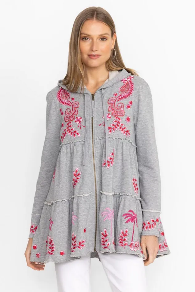 Women CASSIA TIERED HOODIE Light Heather Johnny Was Tops