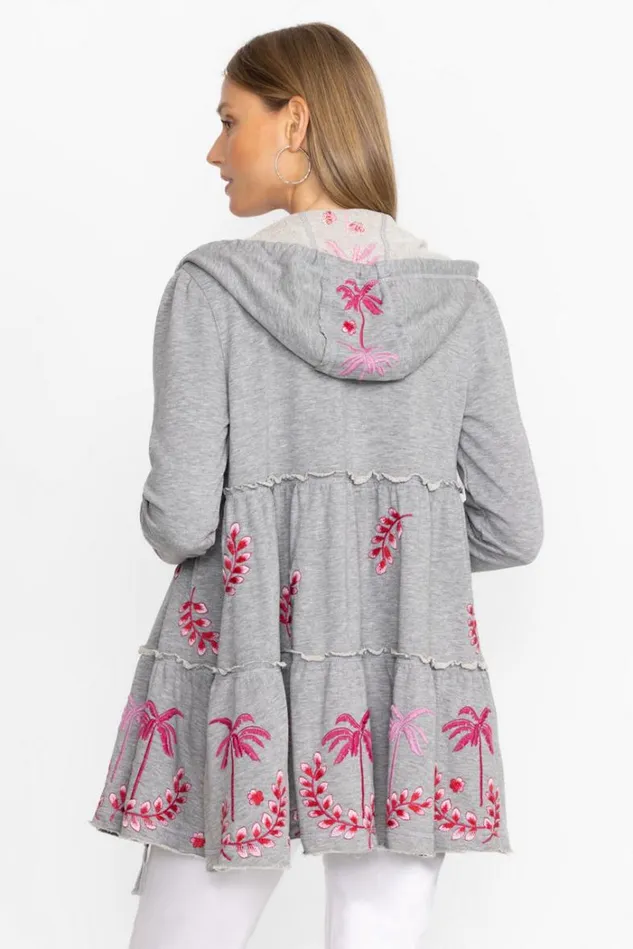 Women CASSIA TIERED HOODIE Light Heather Johnny Was Tops Women CASSIA TIERED HOODIE Light Heather Johnny Was Tops