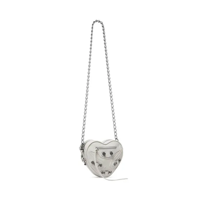 Women Chain Bags Balenciaga Le Cagole Heart Mini Bag In Optic White