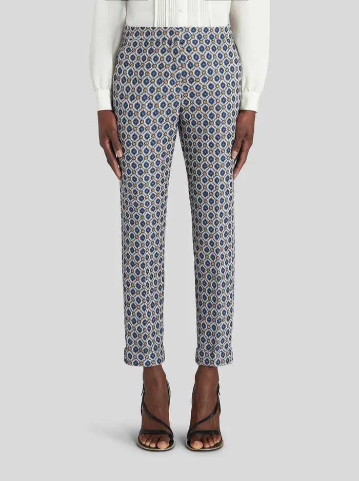 Women Cigarette Trousers With Geometric Pattern Etro Trousers