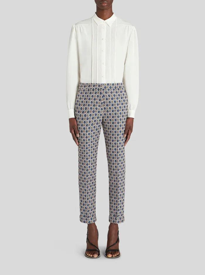 Women Cigarette Trousers With Geometric Pattern Etro Trousers
