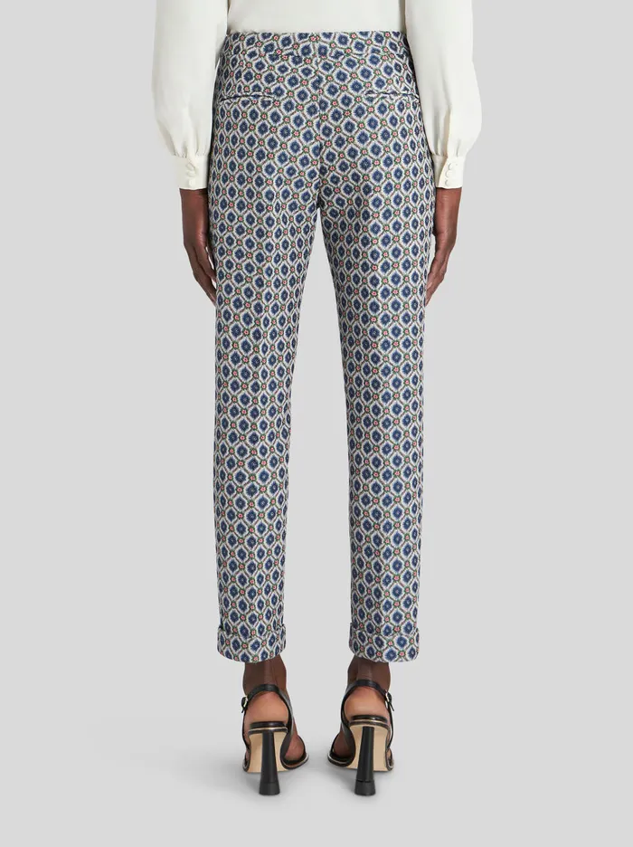 Women Cigarette Trousers With Geometric Pattern Etro Trousers