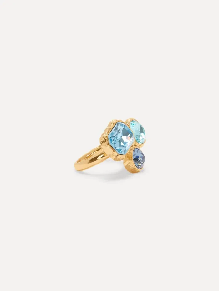 Women Classic Crystal Ring Aquamarine Oscar De La Renta Rings