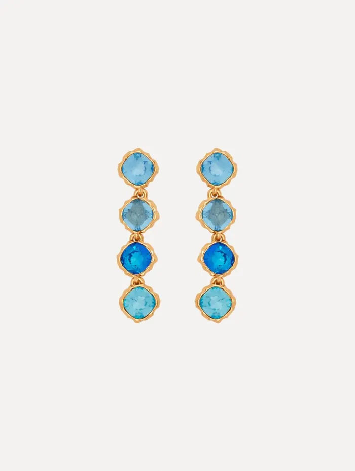 Women Classic Crystal Strand Earrings Aquamarine Oscar De La Renta Earrings