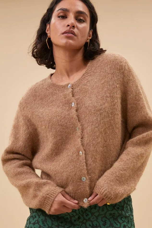 Women Cleo Natural Cardigan Camel Bybar Cardigans
