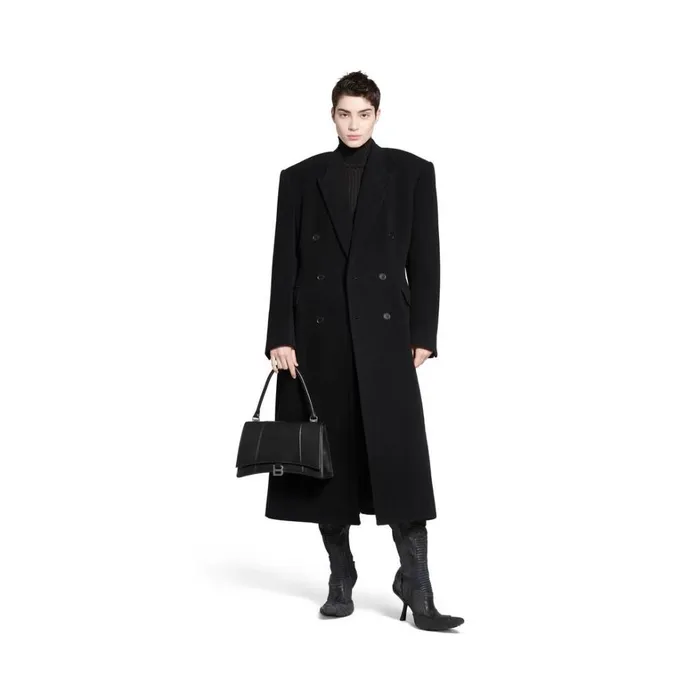 Women Coats and Jackets Balenciaga Cinched Coat In Black