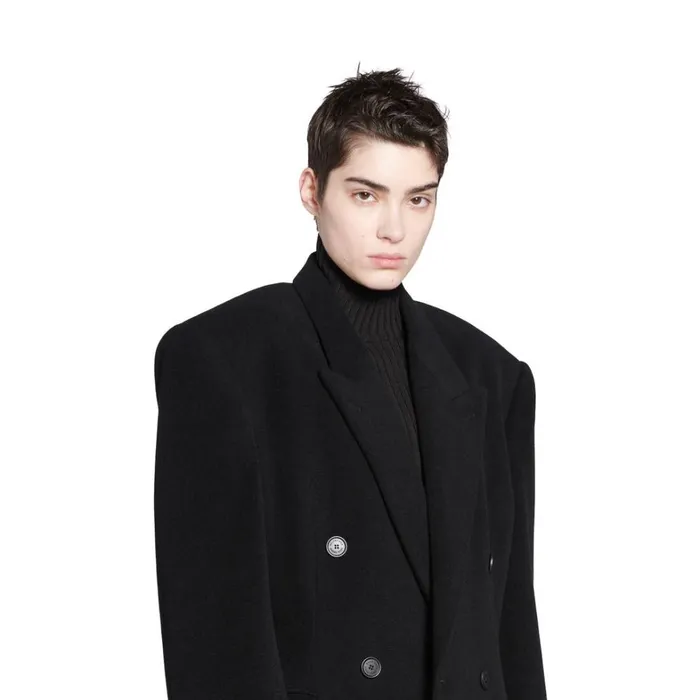 Women Coats and Jackets Balenciaga Cinched Coat In Black