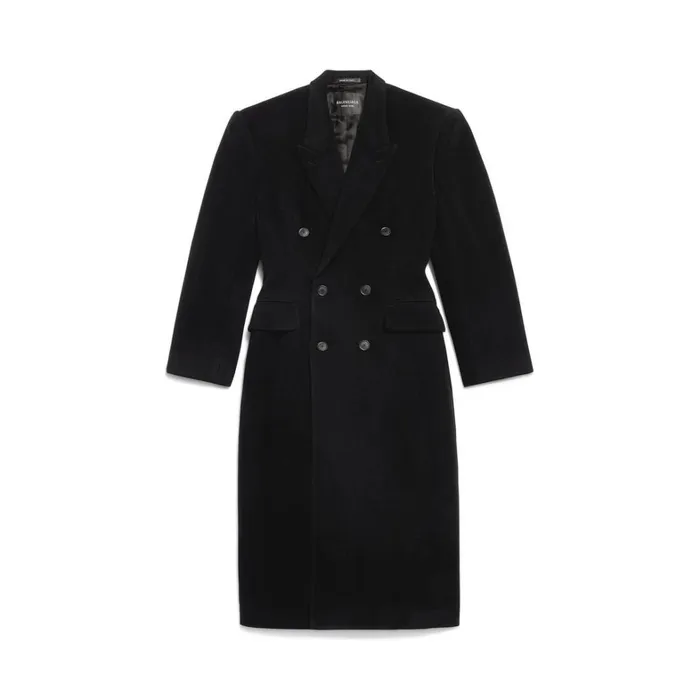 Women Coats and Jackets Balenciaga Cinched Coat In Black