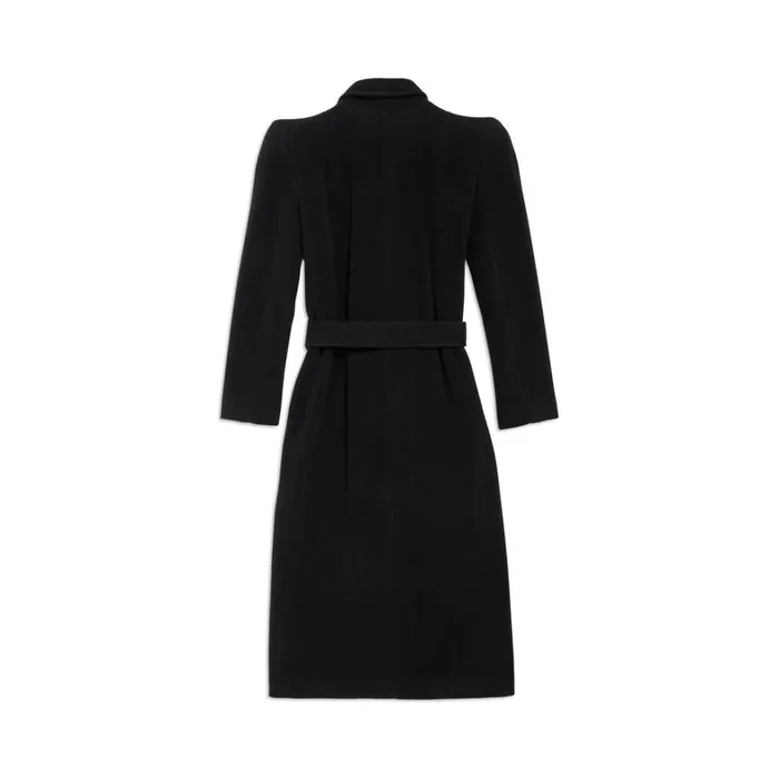 Women Coats and Jackets Balenciaga Round Shoulder Fitted Coat In Black