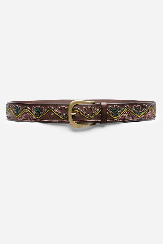 Women COLLINE EMBROIDERED ITALIAN LEATHER BELT Tmoro Johnny Was Belts