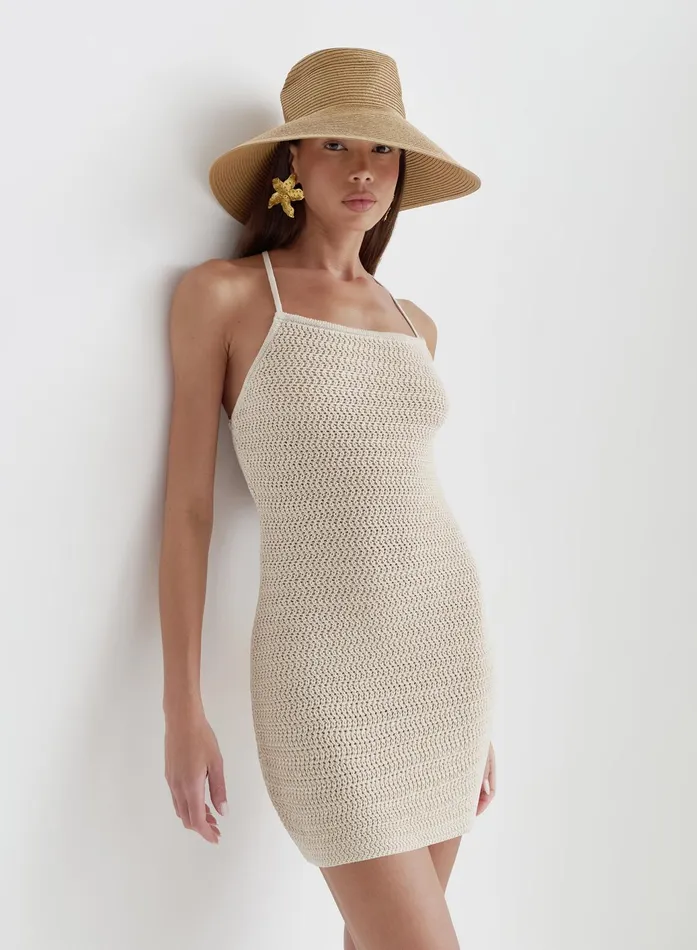 Women Cream Crochet Mini Dress Sylvie 4th and Reckless Dresses