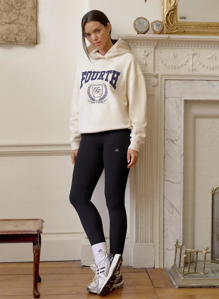Women Cream Fourth Varsity Emblem Oversized Hoodie Harlow 4th and Reckless Athleisure