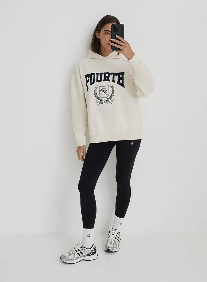 Women Cream Fourth Varsity Emblem Oversized Hoodie Harlow 4th and Reckless Athleisure