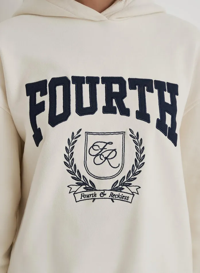 Women Cream Fourth Varsity Emblem Oversized Hoodie Harlow 4th and Reckless Athleisure