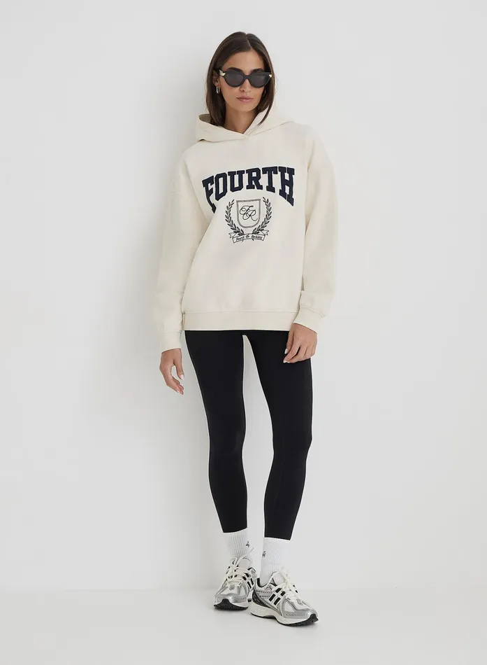 Women Cream Fourth Varsity Emblem Oversized Hoodie Harlow 4th and Reckless Athleisure