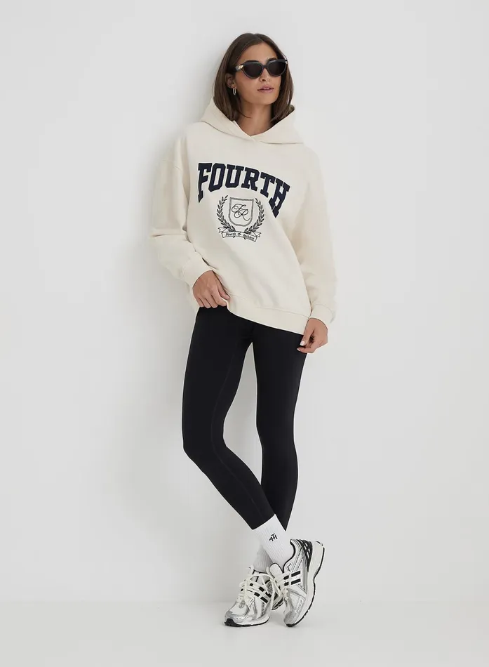 Women Cream Fourth Varsity Emblem Oversized Hoodie Harlow 4th and Reckless Athleisure