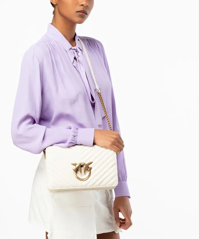 Women Crossbody Bags Pinko Classic Love Bag Click Chevron Whitewhiteantique Gold Women Crossbody Bags Pinko Classic Love Bag Click Chevron Whitewhiteantique Gold