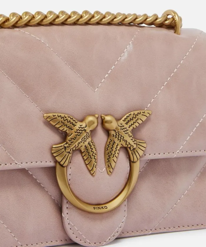 Women Crossbody Bags Pinko Love Bag Mini Crossbody Bag In Distressedeffect Leather Pinkdusty Pinkantique Gold Women Crossbody Bags Pinko Love Bag Mini Crossbody Bag In Distressedeffect Leather Pinkdusty Pinkantique Gold