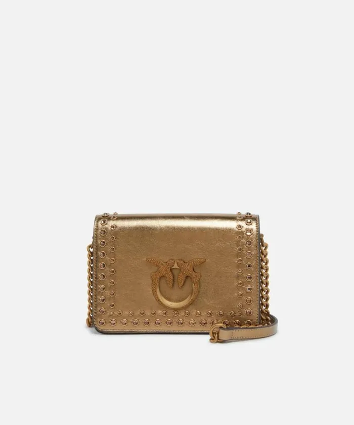 Women Crossbody Bags Pinko Love Bag Small Laminated Crossbody Bag With Rhinestones Bronzebronze Women Crossbody Bags Pinko Love Bag Small Laminated Crossbody Bag With Rhinestones Bronzebronze