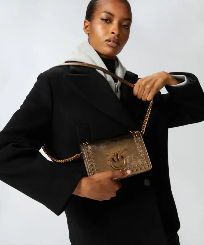 Women Crossbody Bags Pinko Love Bag Small Laminated Crossbody Bag With Rhinestones Bronzebronze Women Crossbody Bags Pinko Love Bag Small Laminated Crossbody Bag With Rhinestones Bronzebronze