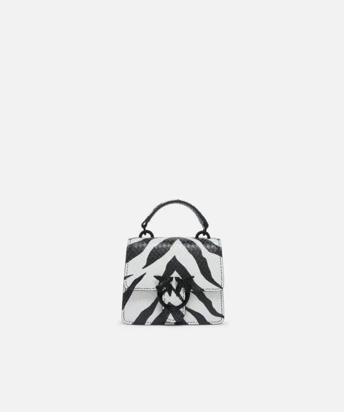 Women Crossbody Bags Pinko Zebrapatterned Micro Love Bag Whiteblackcolourblock