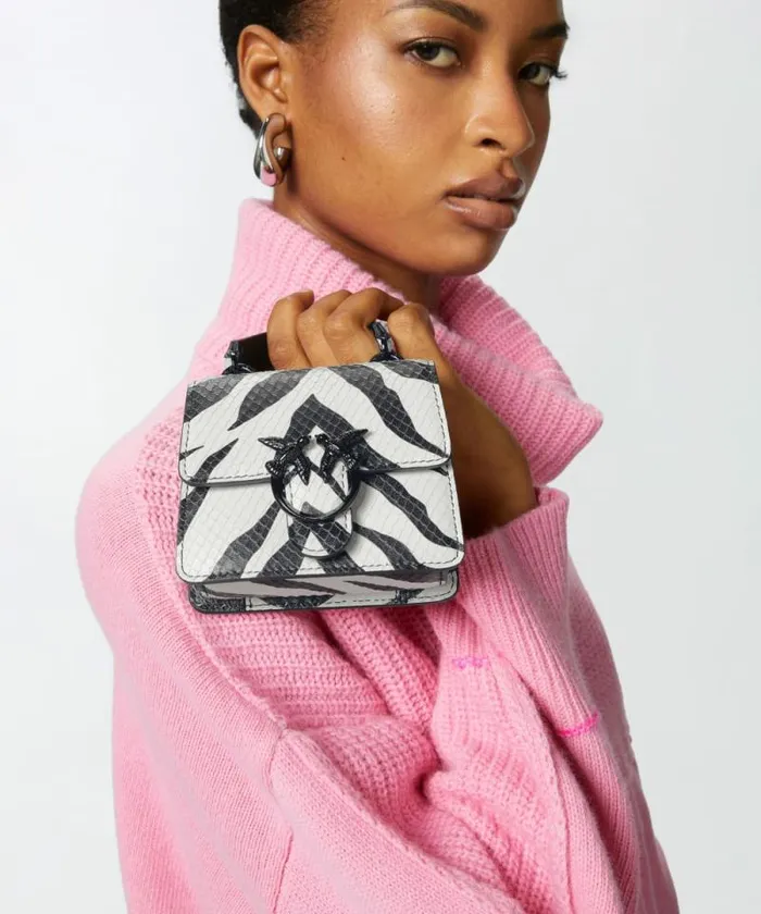 Women Crossbody Bags Pinko Zebrapatterned Micro Love Bag Whiteblackcolourblock Women Crossbody Bags Pinko Zebrapatterned Micro Love Bag Whiteblackcolourblock