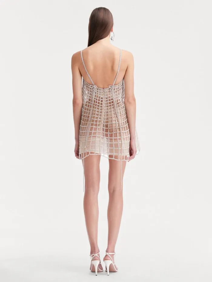 Women Crystal Grid Trapeze Dress Crystal Oscar De La Renta Dresses Women Crystal Grid Trapeze Dress Crystal Oscar De La Renta Dresses