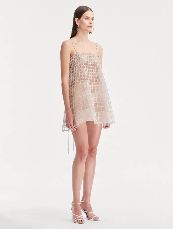 Women Crystal Grid Trapeze Dress Crystal Oscar De La Renta Dresses Women Crystal Grid Trapeze Dress Crystal Oscar De La Renta Dresses